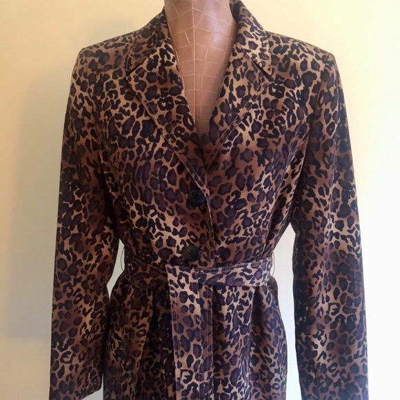 Leopard Print Trench Coat by Size 6 - Picture 5 of 15